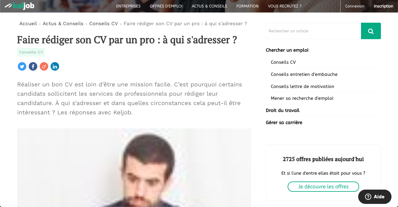 Article de presse KelJob sur le métier d'écrivain public - Gilles Salomon